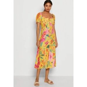 midi applique dress Elise Handcrafted Flora Applique Midi Dress in Embroidered Cotton S/P